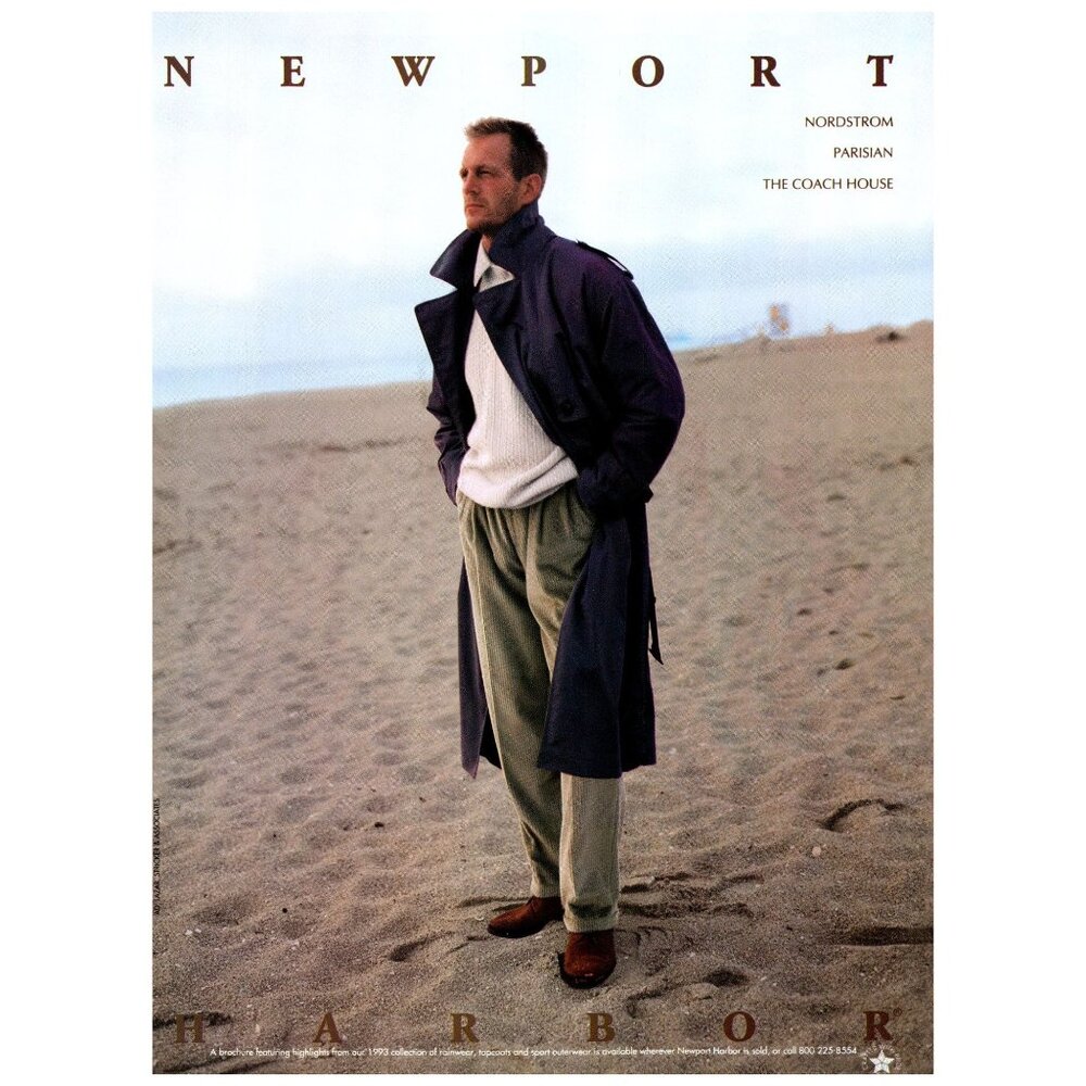 1993 Newport Harbor Clothing Vintage Print Ad Trench Coat Corduroy 90s Wall Art